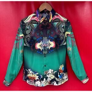 Etro 100% Silk Colorful Paisley Floral Button Front Blouse Top Size EU 40 US 4